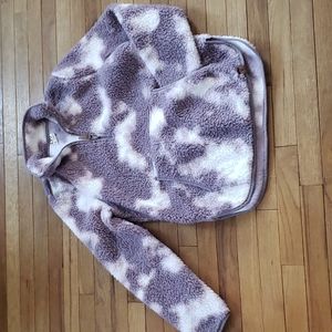 Purple and white sherpa / teddy jacket 1/4 zip pullover